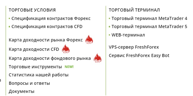 FreshForex - условия
