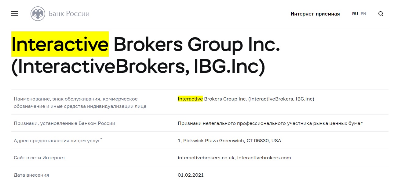 Interactive Brokers LLC - проверка