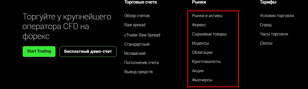 IC Markets - инструменты