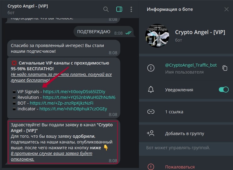 Crypto Angel VIP телеграмм