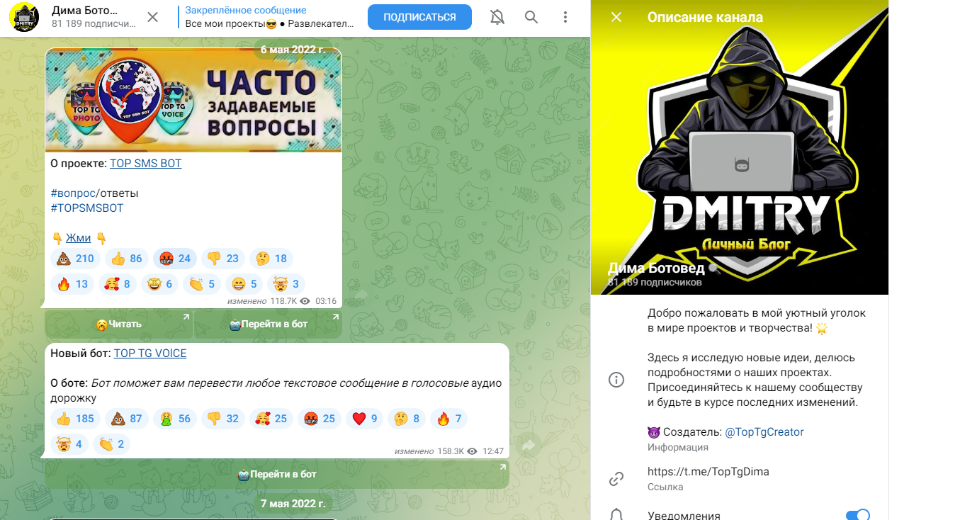 Toptgdima Bot отзывы: разоблачение скам-бота в Телеграмме Дима Ботовед  (TopTgCreator)