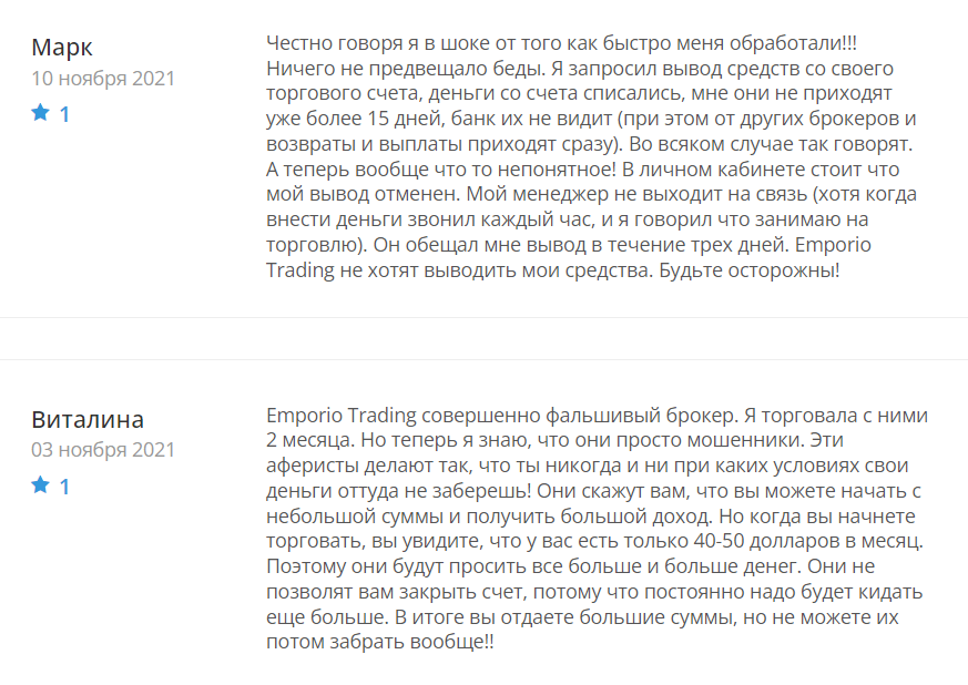 Emporio Trading Ltd отзывы