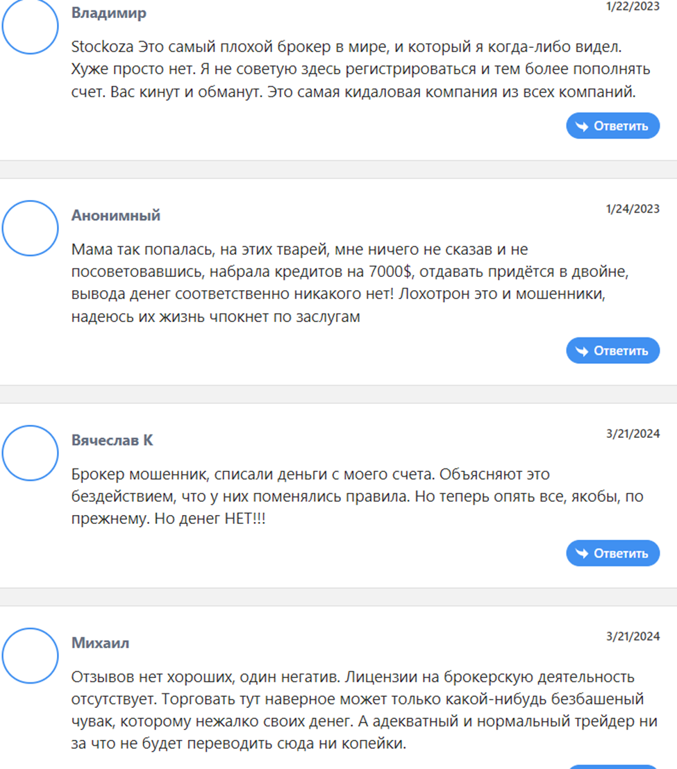 Stockoza Com отзывы: разоблачение инвестиционного брокера StockozaLtd
