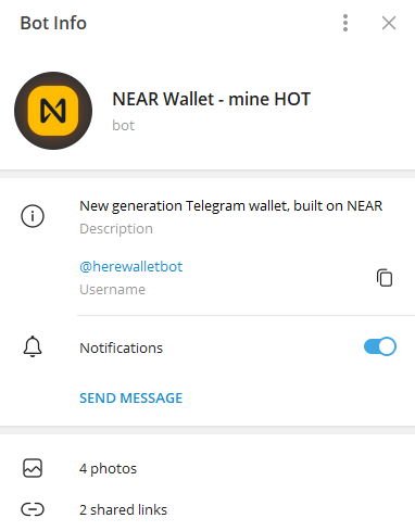 near wallet telegram как пользоваться