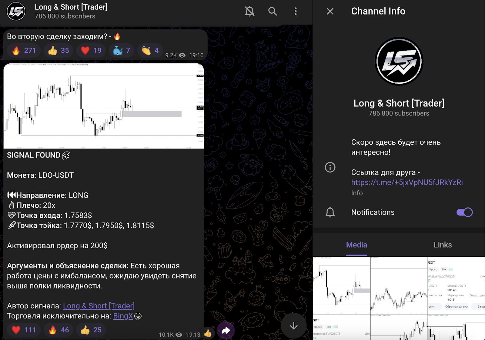 long short trader тг канал