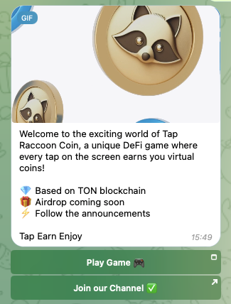 tap raccoon coin