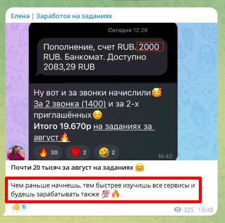 Елена Заработок на заданиях