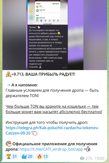 catizen airdrop телеграм канал