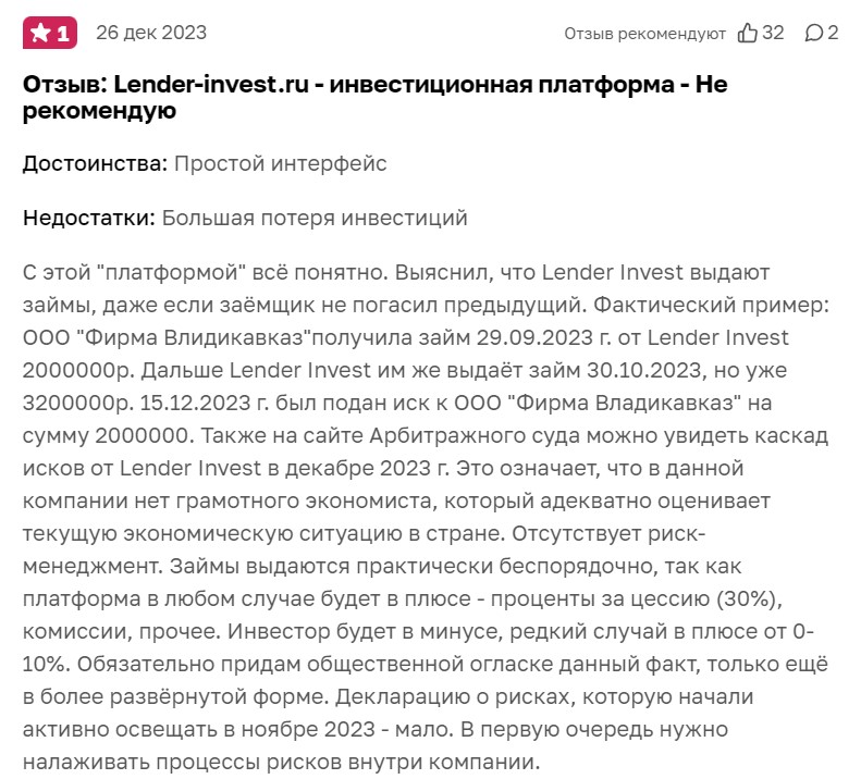 lender invest платформа отзывы