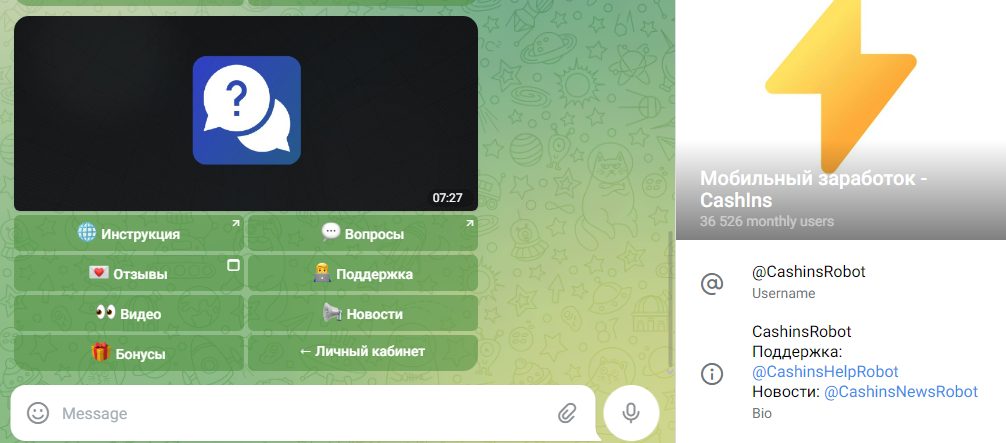 cashinsrobot бот развод заработок telegram