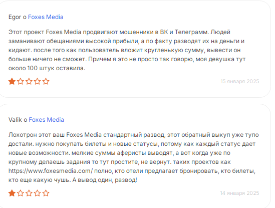 foxesmedia com отзывы