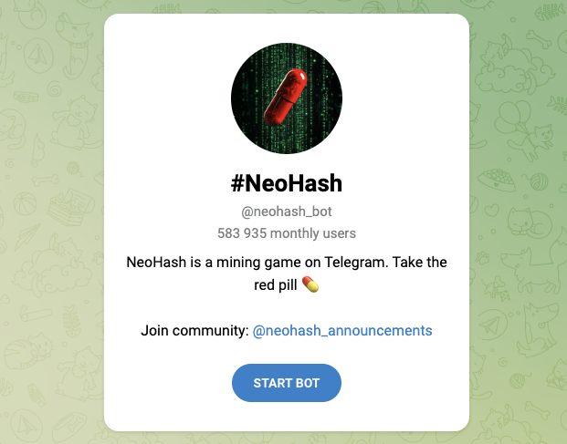 что за игра neohash в телеге