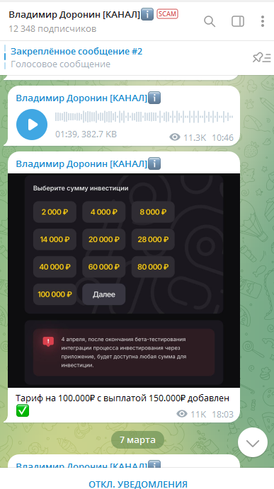 владимир доронин инвестиции телеграмм канал