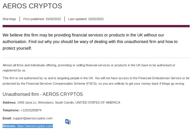 aeros crypto