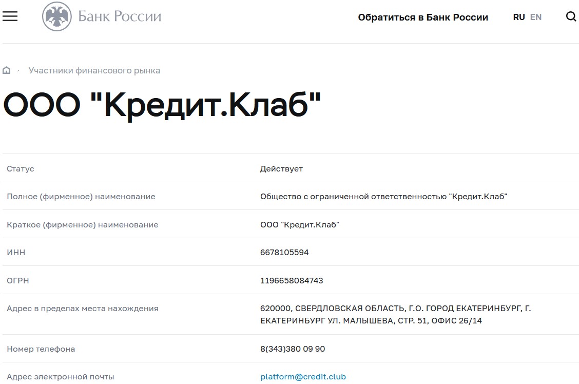 банк кредит клуб деньги отзывы инвесторов