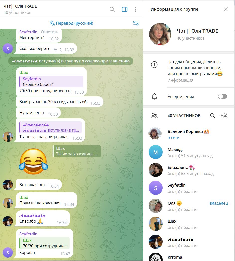 оля трейдинг телеграмм