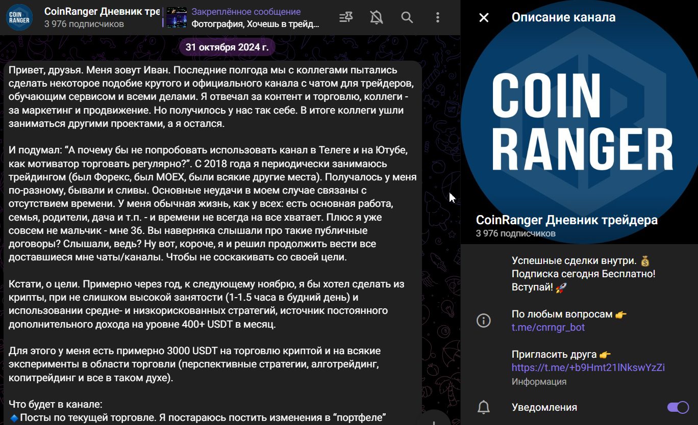 coinranger дневник трейдера