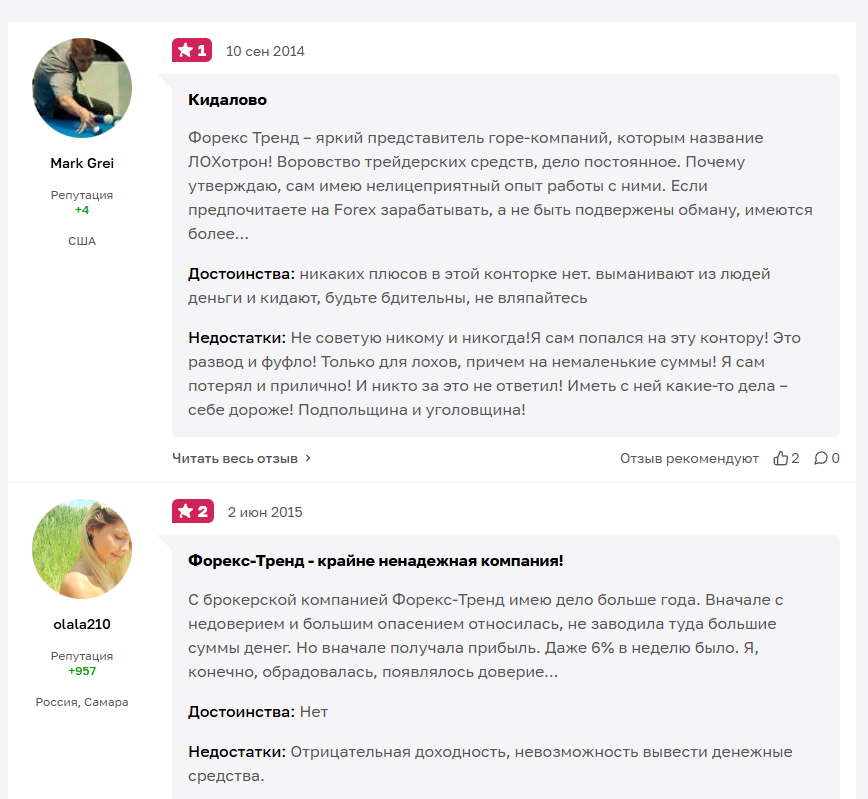 Форекс Тренд отзывы