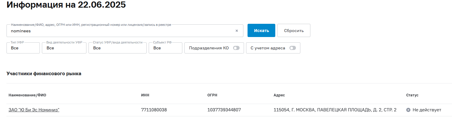 Nominees брокер