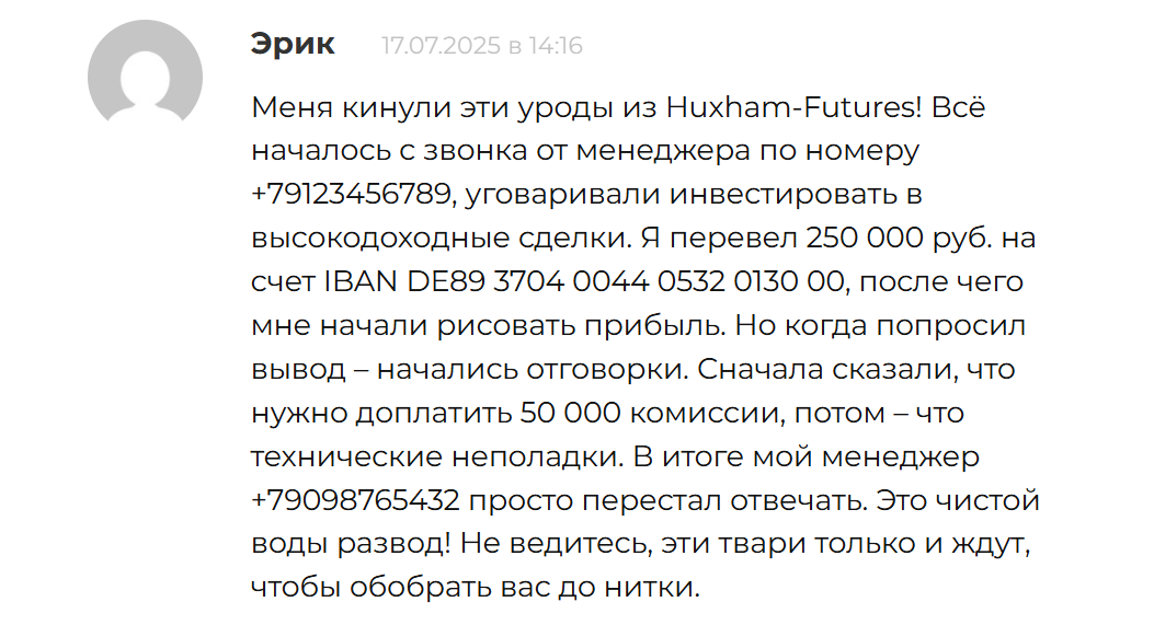 user huxham futures net