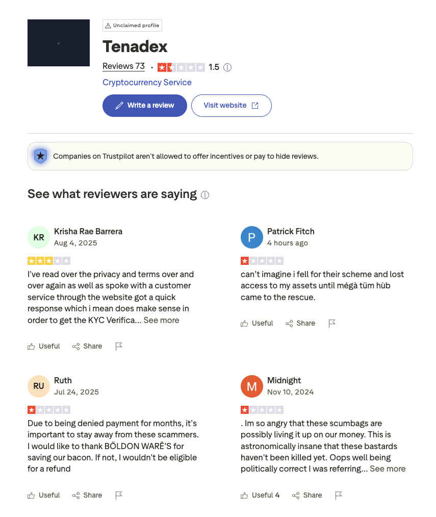 биржа tenadex