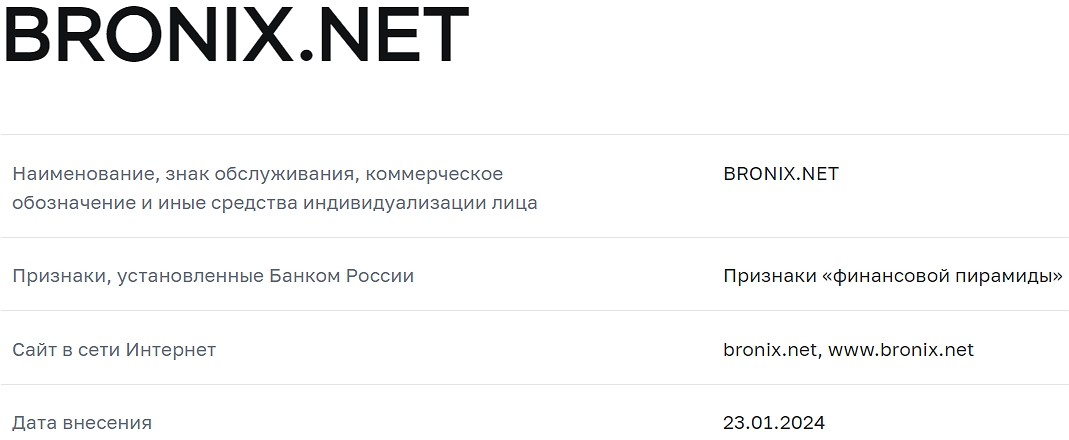 броникс отзывы