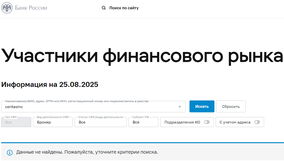 ceritasinc биржа