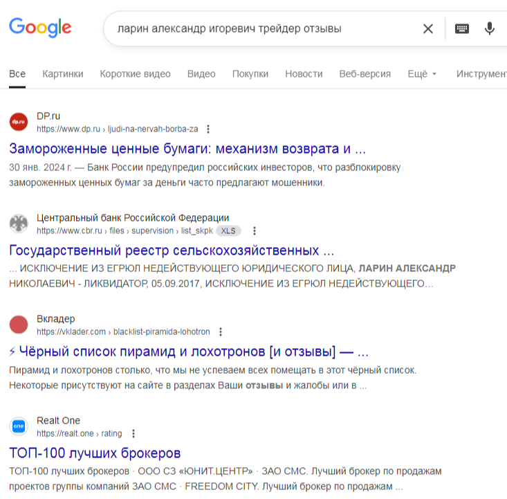 ларин александр игоревич трейдер