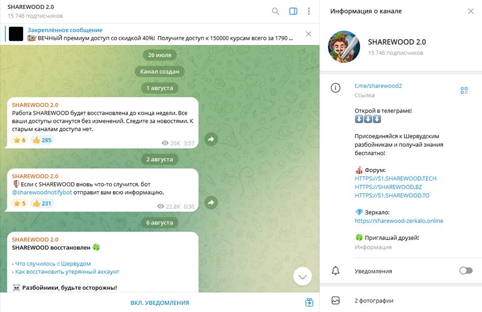 шервуд бот телеграм