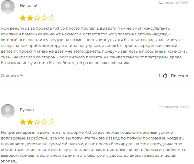 активо отзывы инвест