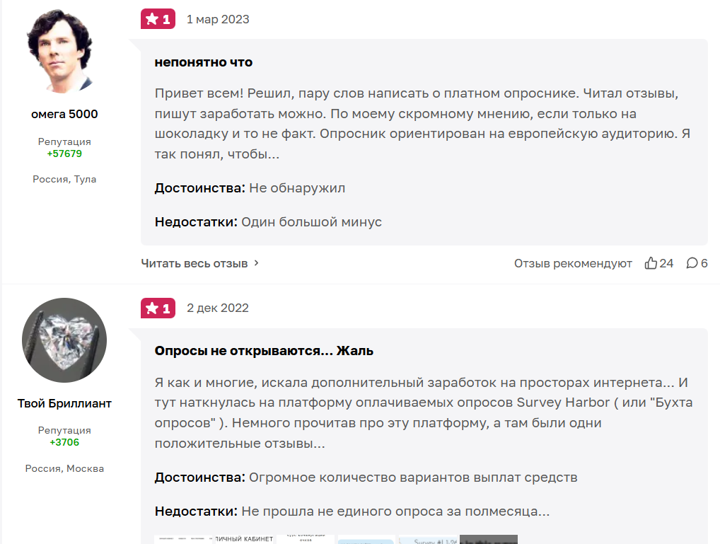 опросник survey harbor