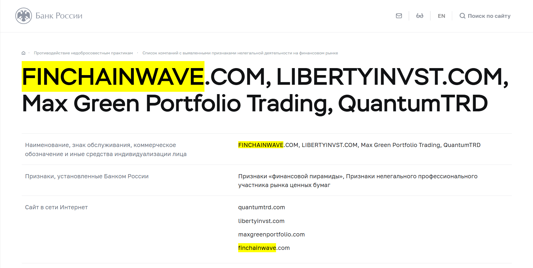 Finchainwave com Finchainwave com